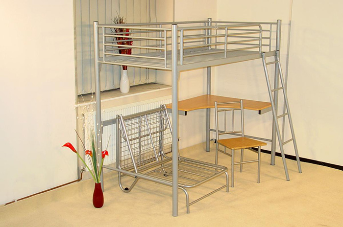 Study Bunk Single With Folding Futon Chair